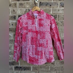IBKUL Women's CORAL Patterned Half-Zip Top SIZE M